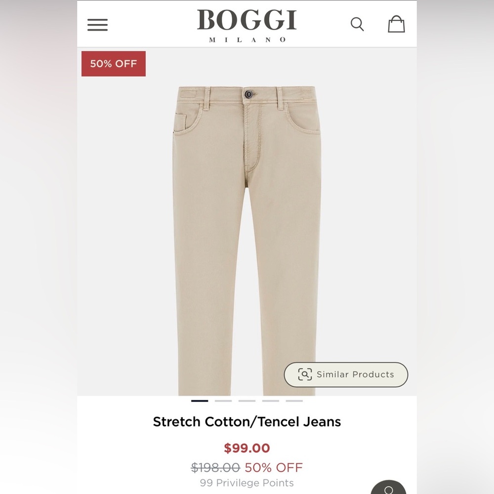 Boggi Milano Stretch Cotton/Tencel Jeans Sz 32